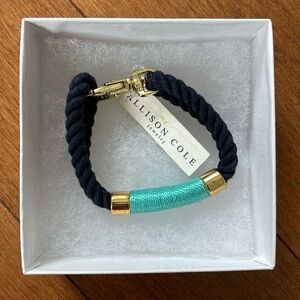 NWT Allison Cole Navy/Turquoises Gold Hardware Nautical Bracelet